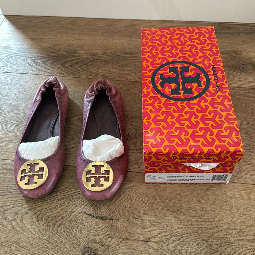 TORY BURCH~reva~BALLET FLATS~Purple/SIZE 8.5